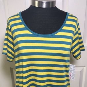 LULA ROE WOMEN'S SHORT SLEEVE STRIPE CLASSIC TEE